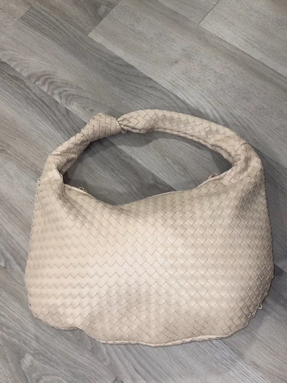 Cream Woven Hobo Bag
